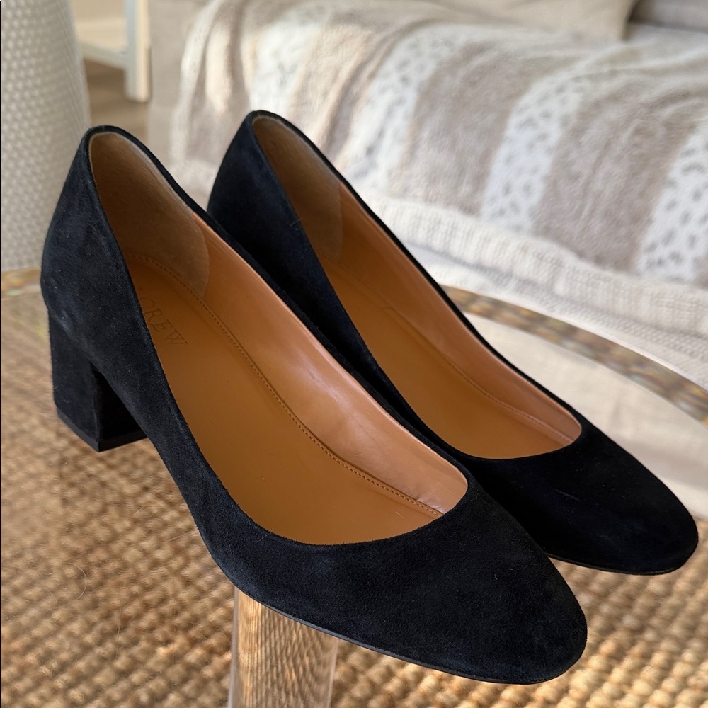 J. Crew Black Suede Heels Pumps